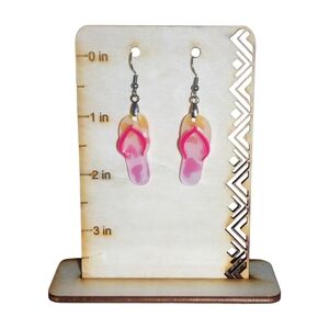Pink Flip Flop Fun Acrylic Drop Earrings